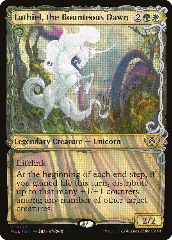 Lathiel, the Bounteous Dawn (Halo Foil) (MUL-180) - Multiverse Legends: (Showcase) Foil