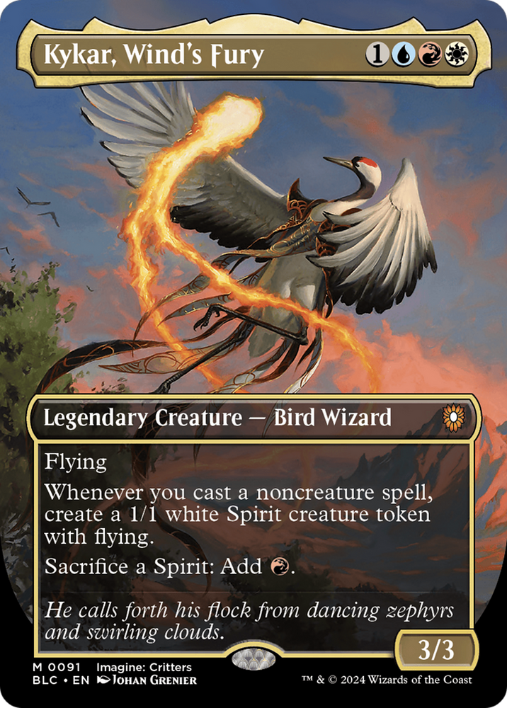 Kykar, Wind's Fury (BLC-091) - Bloomburrow Commander (Borderless)