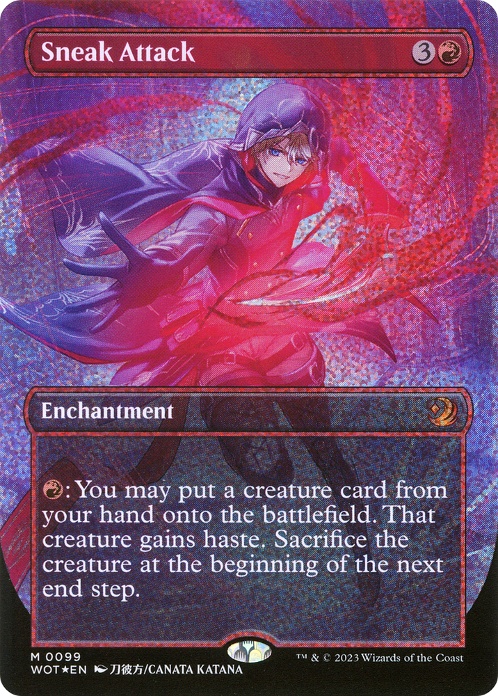 Sneak Attack (Anime Borderless) (Confetti Foil) (WOT-099) - Wilds of Eldraine: Enchanting Tales (Borderless) Foil