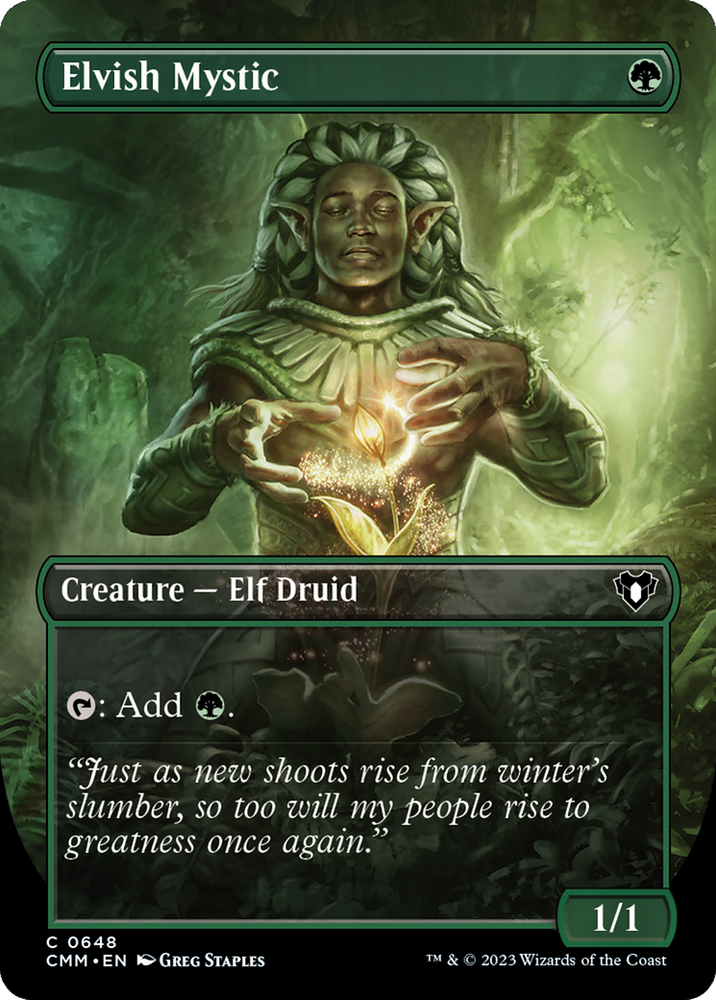 Elvish Mystic (Borderless) (CMM-648) - Commander Masters (Borderless)