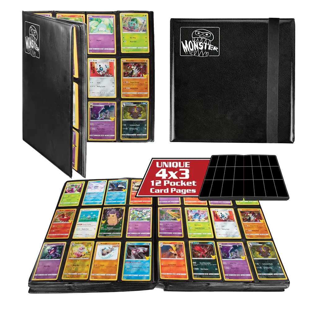 Monster Black Binder with 12 pockets Interior