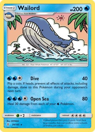 Wailord 030/145  SM  Guardians Rising - Rare