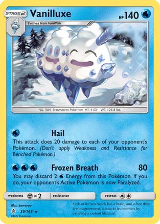 Vanilluxe 035  - Reverse Holofoil SM  Guardians Rising - Rare