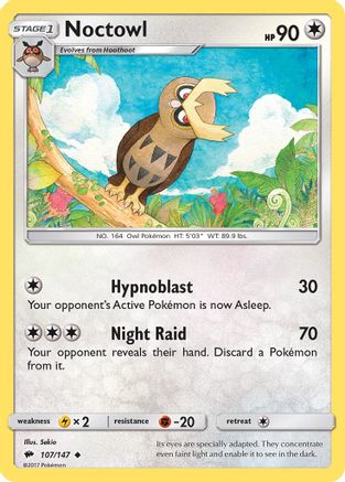Noctowl 107/147  - Reverse Holofoil SM  Burning Shadows - Uncommon