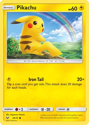 Pikachu 028/73  - Reverse Holofoil Shining Legends - Common