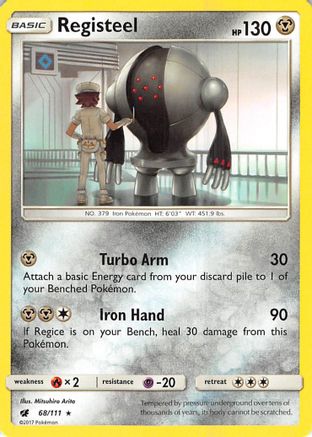 Registeel 068/111  - Reverse Holofoil SM  Crimson Invasion - Rare