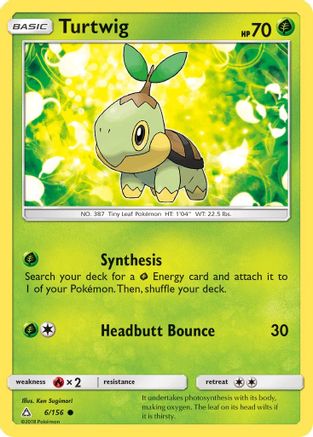 Turtwig (6) 006/156  - Reverse Holofoil SM  Ultra Prism - Common