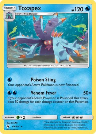 Toxapex 069  - Reverse Holofoil SM  Lost Thunder - Rare