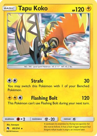 Tapu Koko 085  - Reverse Holofoil SM  Lost Thunder - Holo Rare