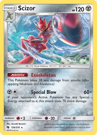 Scizor 126/214  - Holofoil SM  Lost Thunder - Holo Rare