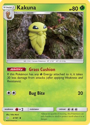 Kakuna 004/181  - Reverse Holofoil SM  Team Up - Uncommon