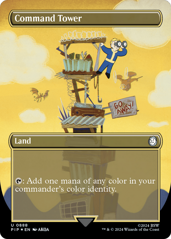 Command Tower (Borderless) (Surge Foil) (PIP-888) - Fallout (Borderless) Foil