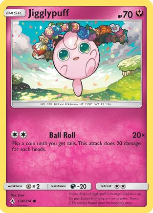Jigglypuff 134/214  SM  Unbroken Bonds - Common