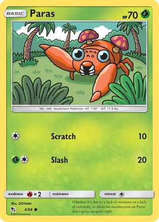 Paras 004/68  - Reverse Holofoil Hidden Fates - Common