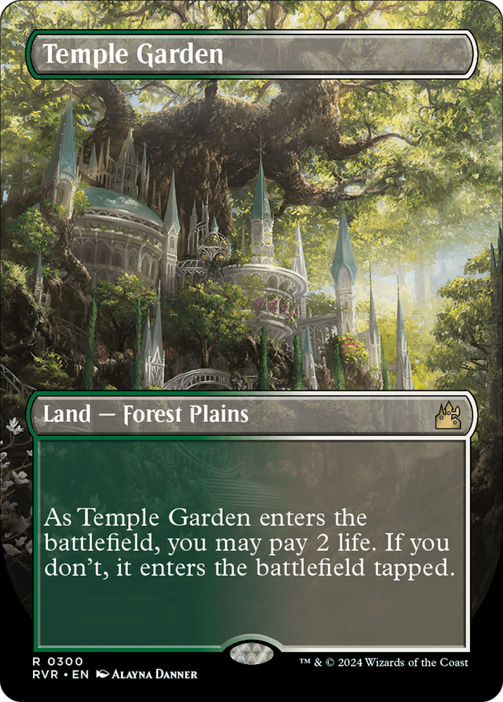 Temple Garden (Borderless) (RVR-300) - Ravnica Remastered (Borderless)