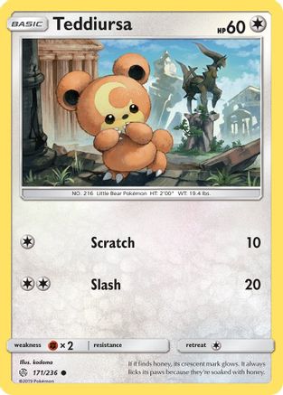Teddiursa 171/236  - Reverse Holofoil SM  Cosmic Eclipse - Common