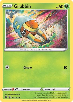 Grubbin 016/192  - Reverse Holofoil SWSH02 Rebel Clash - Common