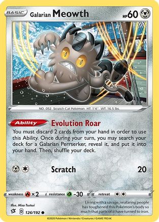 Galarian Meowth 126/192  SWSH02 Rebel Clash - Common