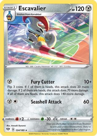Escavalier 124/189  - Reverse Holofoil SWSH03 Darkness Ablaze - Rare