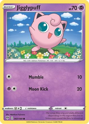 Jigglypuff 067/189  - Reverse Holofoil SWSH03 Darkness Ablaze - Common
