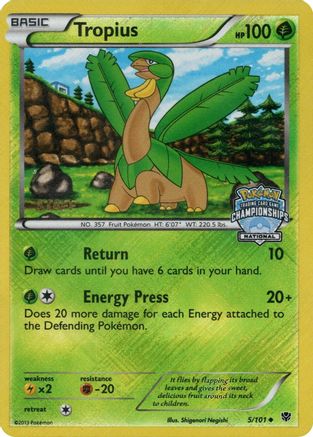 Tropius 005/101  - Reverse Holofoil League & Championship Cards - Promo