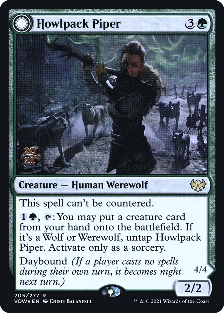 Howlpack Piper (PRE-205S) - Innistrad: Crimson Vow Promos: (Double Faced Transform) Foil