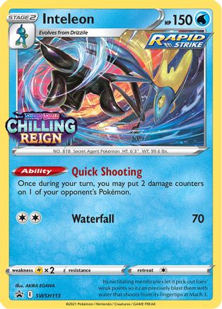 Inteleon SWSH113  - Holofoil SWSH Sword & Shield Promo Cards - Promo