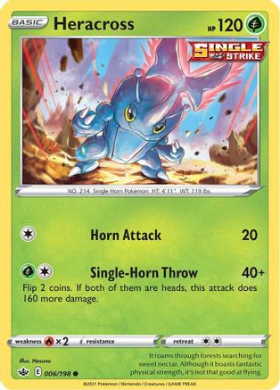 Heracross 006/198  - Reverse Holofoil SWSH06 Chilling Reign - Common