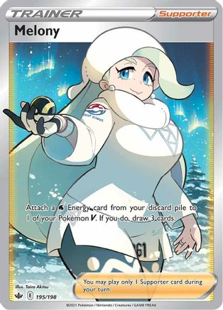 Melony (Full Art) 195/198  - Holofoil SWSH06 Chilling Reign - Ultra Rare