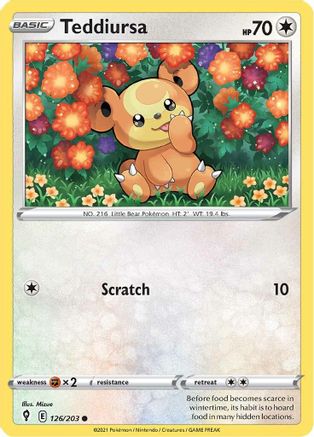 Teddiursa 126/203  SWSH07 Evolving Skies - Common