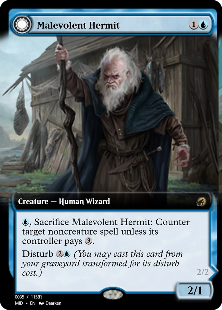 Malevolent Hermit // Benevolent Geist (PRM-93950) - Magic Online Promos Foil