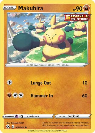 Makuhita 142/264  - Reverse Holofoil SWSH08 Fusion Strike - Common