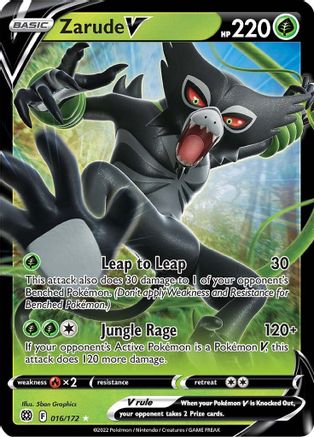 Zarude V 016/172  - Holofoil SWSH09 Brilliant Stars - Ultra Rare