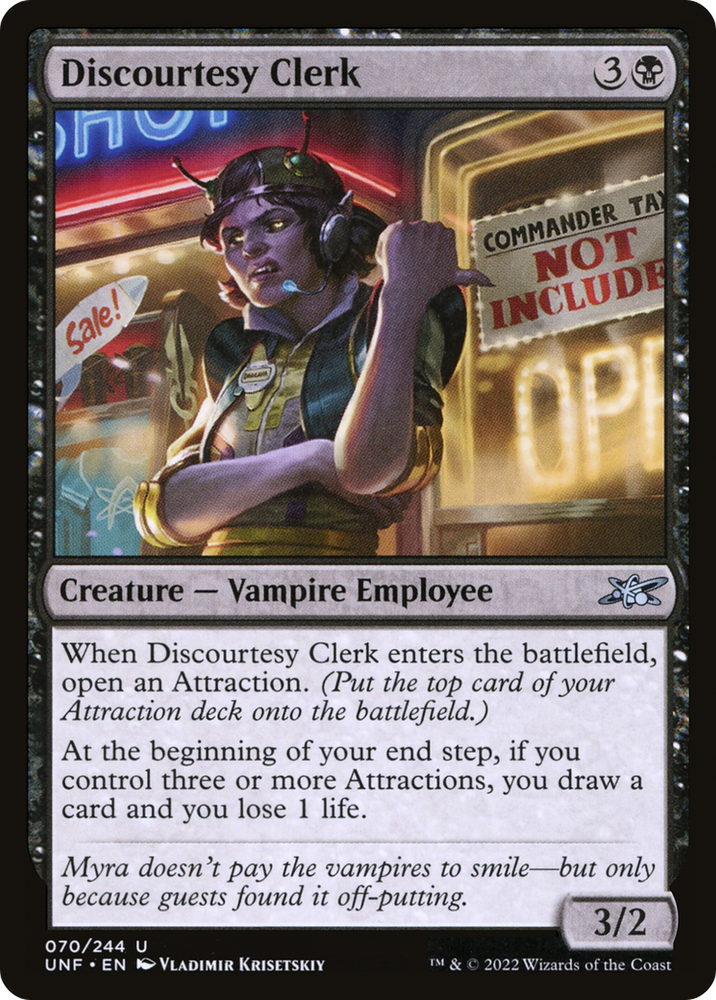 Discourtesy Clerk (UNF-070) - Unfinity Foil