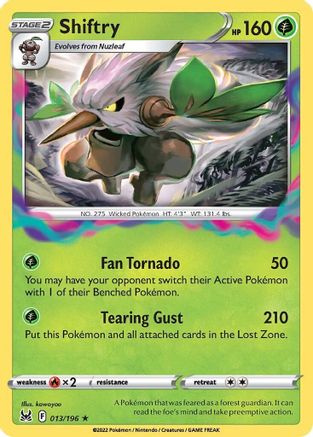Shiftry 013/196  - Holofoil SWSH11 Lost Origin - Holo Rare