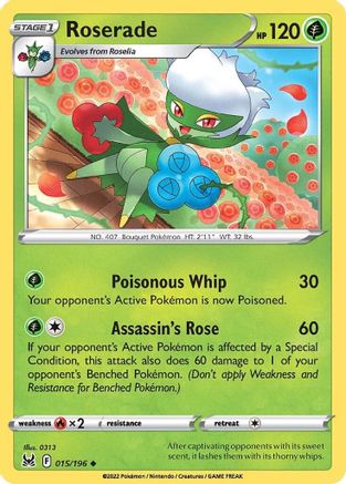 Roserade 015/196  - Reverse Holofoil SWSH11 Lost Origin - Uncommon