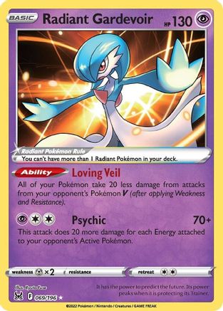 Radiant Gardevoir 069/196  - Holofoil SWSH11 Lost Origin - Radiant Rare