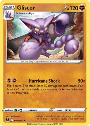 Gliscor 096/196  - Reverse Holofoil SWSH11 Lost Origin - Rare