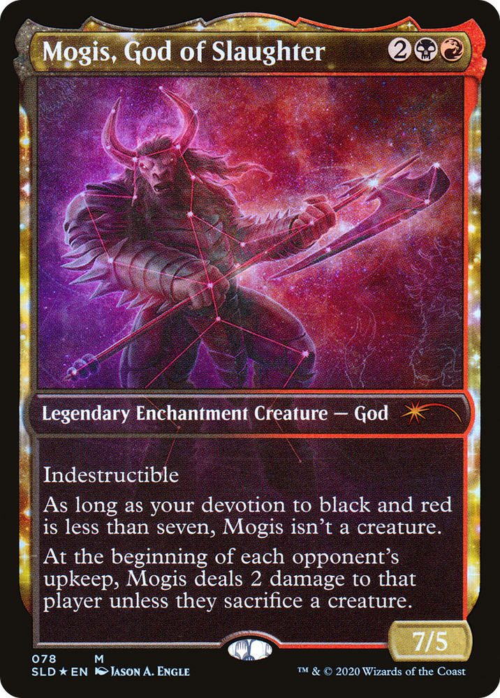 MOgIs, gOD of sLaUGHter (9994) (Rainbow Foil) (SLD-078) - Secret Lair Drop: (enchantment, Showcase) Foil