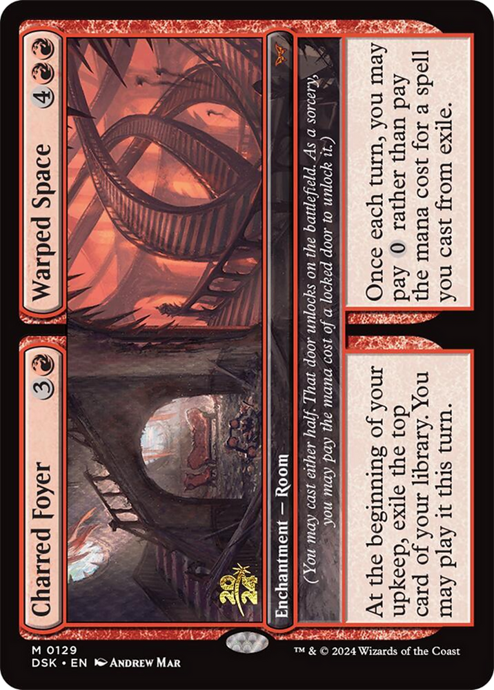 Charred Foyer // Warped Space (PRE-129) - Duskmourn: House of Horror Promos Foil