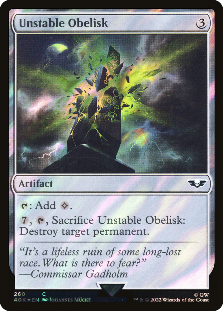 Unstable Obelisk (Surge Foil) (40K-260★) - Warhammer 40,000 Commander Foil