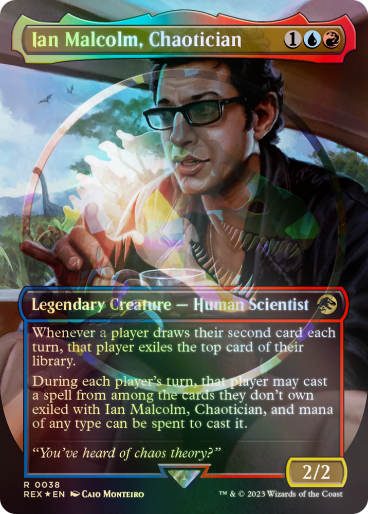 Ian Malcolm, Chaotician (Borderless) (Emblem) (REX-038) - Jurassic World Collection (Borderless) Foil