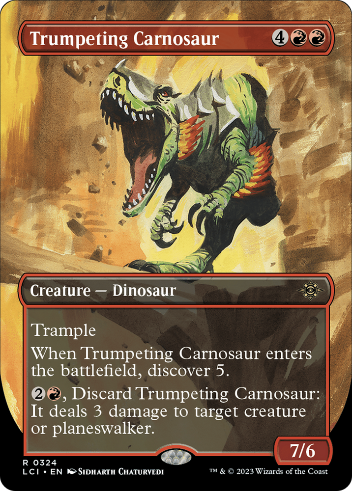 Trumpeting Carnosaur (Borderless) (LCI-324) - The Lost Caverns of Ixalan (Borderless)