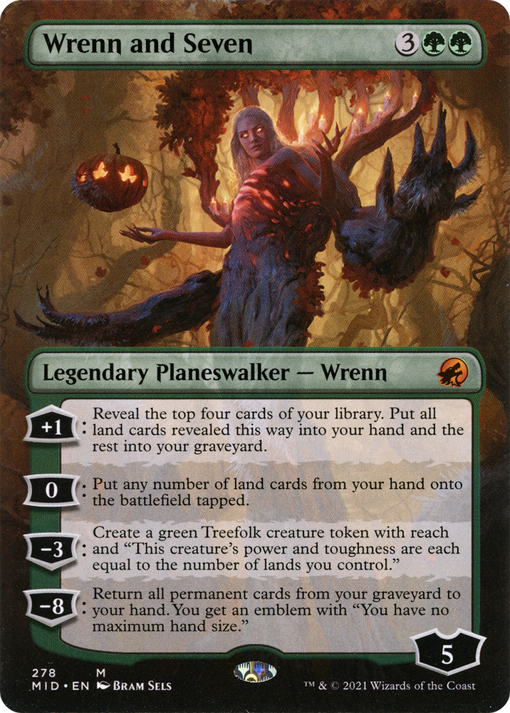 Wrenn and Seven (Borderless) (MID-278) - Innistrad: Midnight Hunt (Borderless)