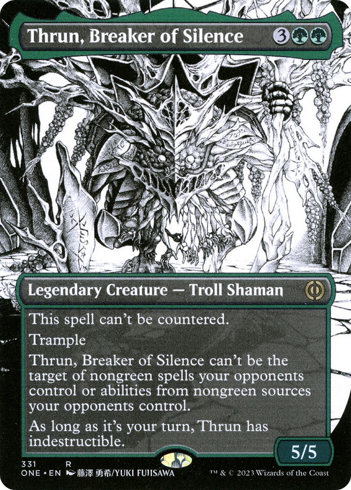 Thrun, Breaker of Silence (Borderless) (ONE-331) - Phyrexia: All Will Be One: (Showcase) (Borderless) Foil