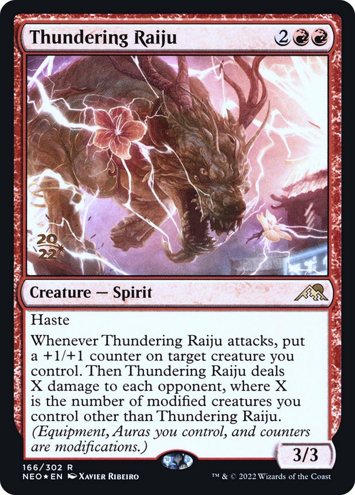 Thundering Raiju (PRE-166S) - Kamigawa: Neon Dynasty Promos Foil