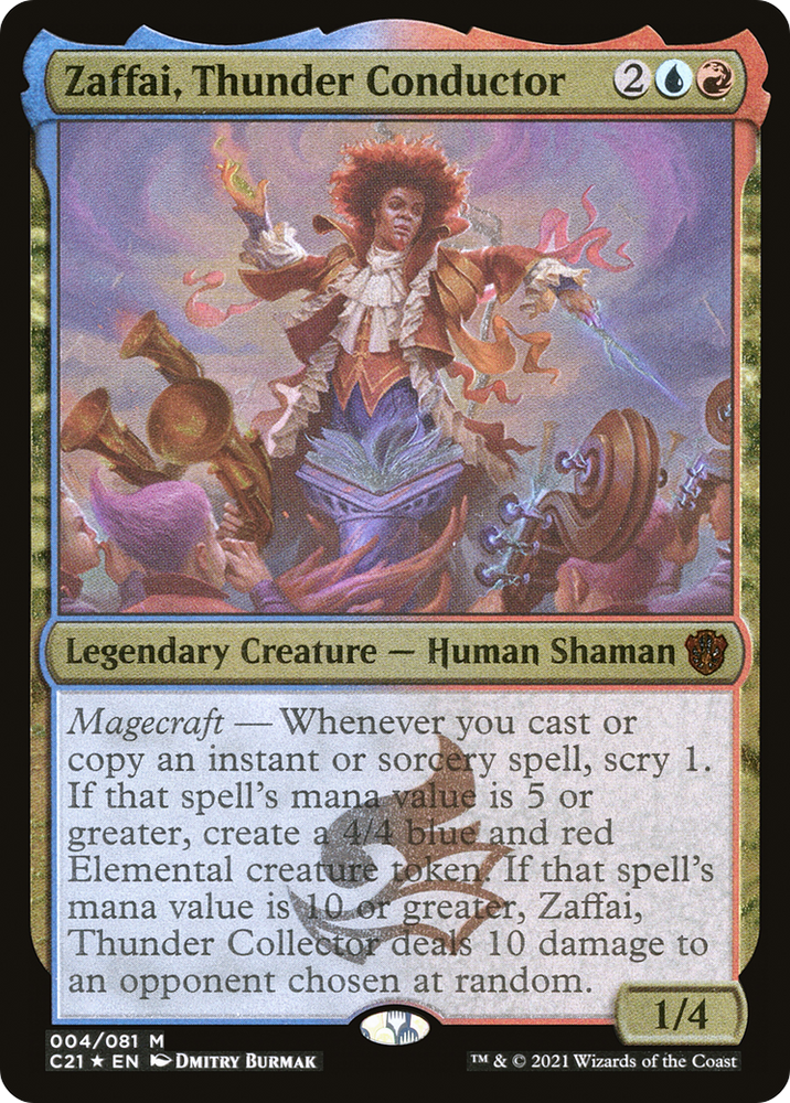 Zaffai, Thunder Conductor (Display Commander) - Thick Stock (C21-004) - Commander 2021 Display Commanders Etched Foil