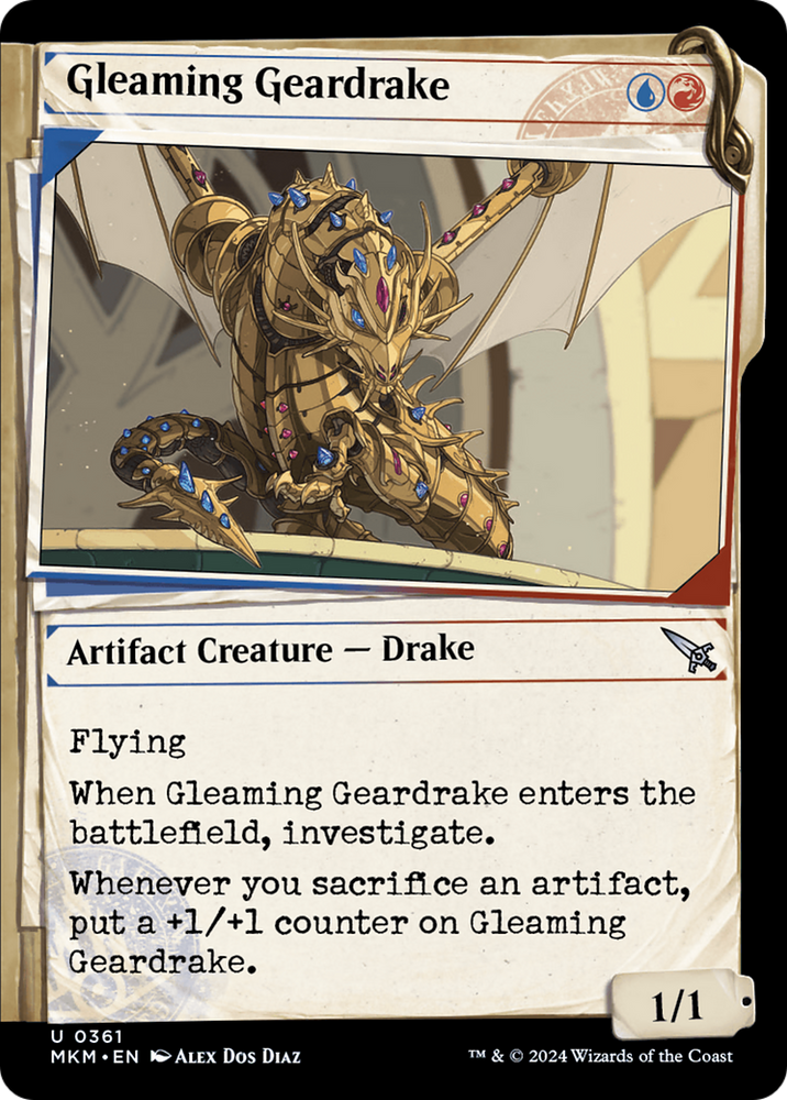 Gleaming Geardrake (Showcase) (MKM-361) - Murders at Karlov Manor: (Showcase)
