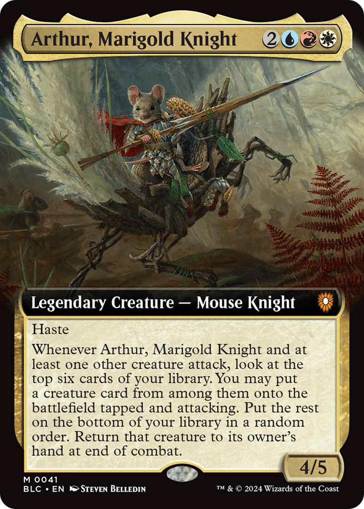 Arthur, Marigold Knight (BLC-041) - Bloomburrow Commander: (Extended Art)