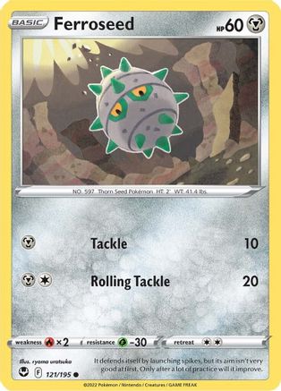 Ferroseed 121/195  - Reverse Holofoil SWSH12 Silver Tempest - Common